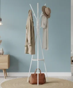 Porte manteau blanc sur pied