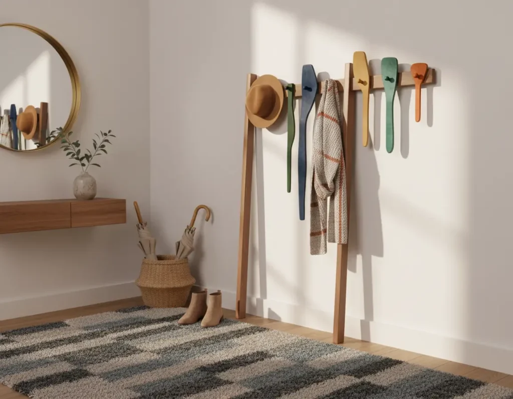 Porte-manteau décoré avec des crochets artistiques